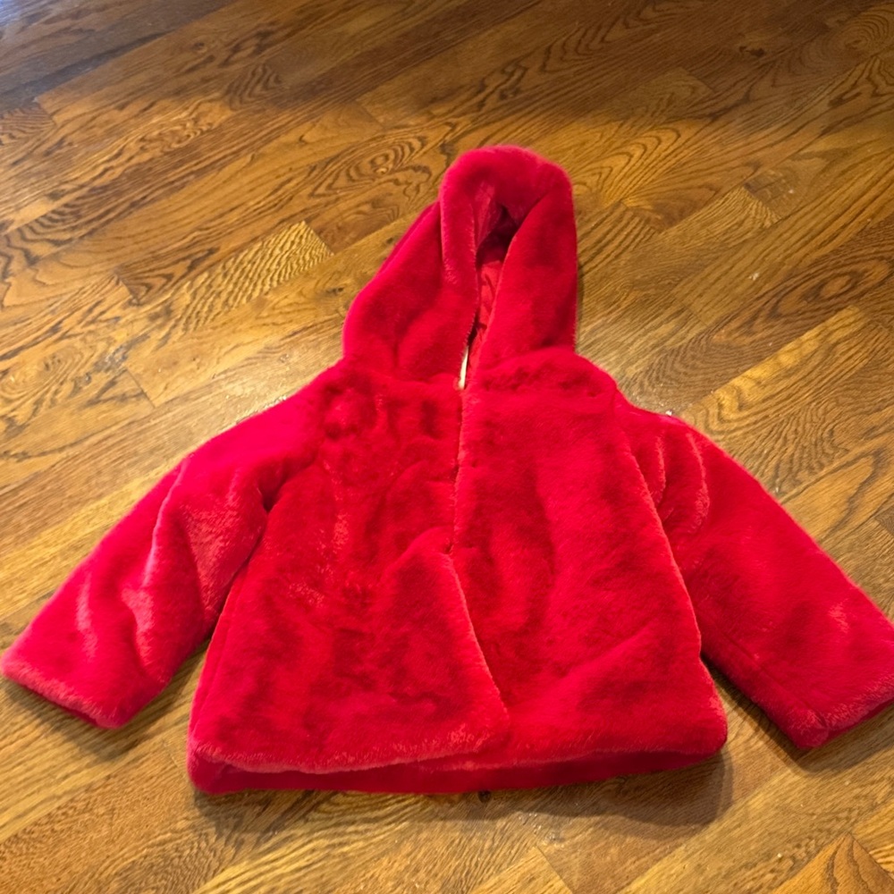 Kids Red Faux Fur Jacket